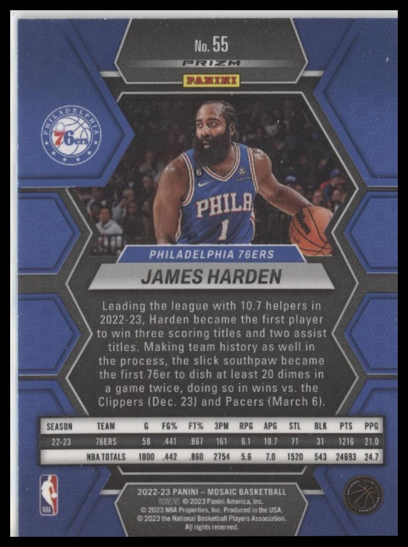 2022-23 Panini Mosaic #55 James Harden Silver