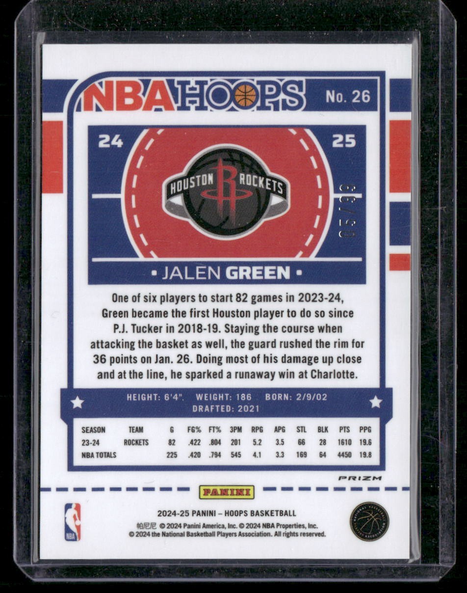 2024-25 Hoops #26 Jalen Green Premium Prizms Red #/99