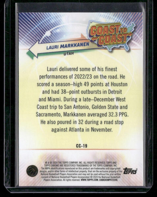 2023-24 Topps Chrome #CC-19 Lauri Markkanen Coast to Coast