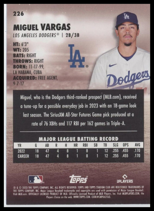 2023 Stadium Club #226 Miguel Vargas