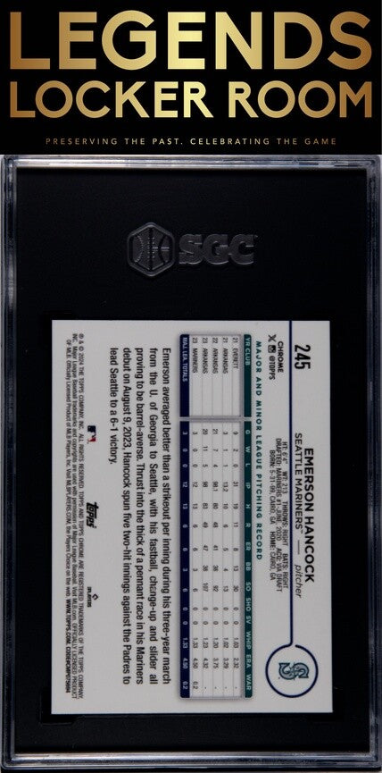 2024 Topps Chrome #245 Emerson Hancock Raywave Ref. SGC 9