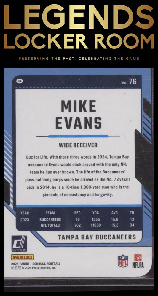 2024 Donruss #76 Mike Evans Press Proof Silver Die-Cut #/75