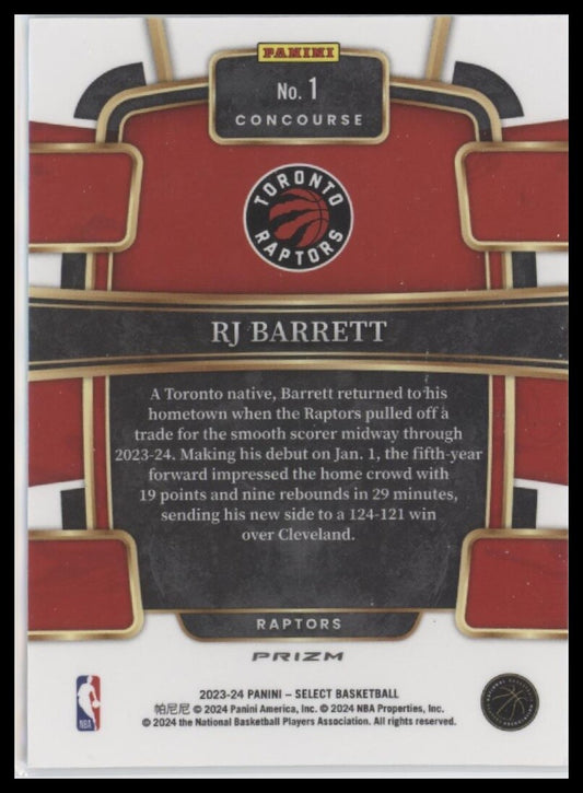 2023-24 Panini Select #1 RJ Barrett Blue Prizms