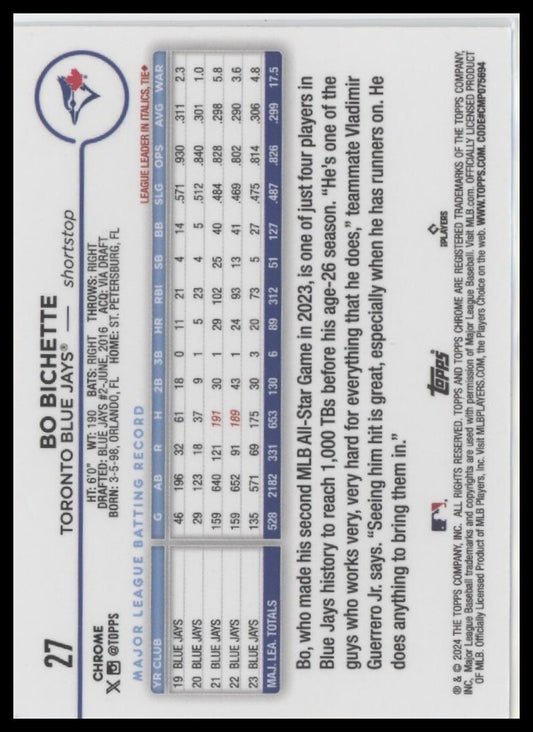 2024 Topps Chrome #27 Bo Bichette