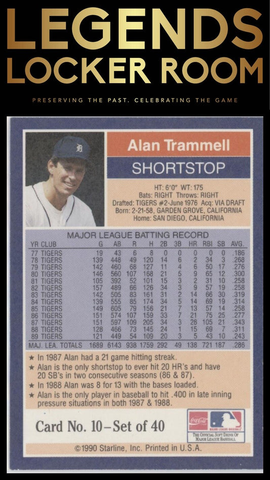 1990 Starline Long John Silver #10 Alan Trammell