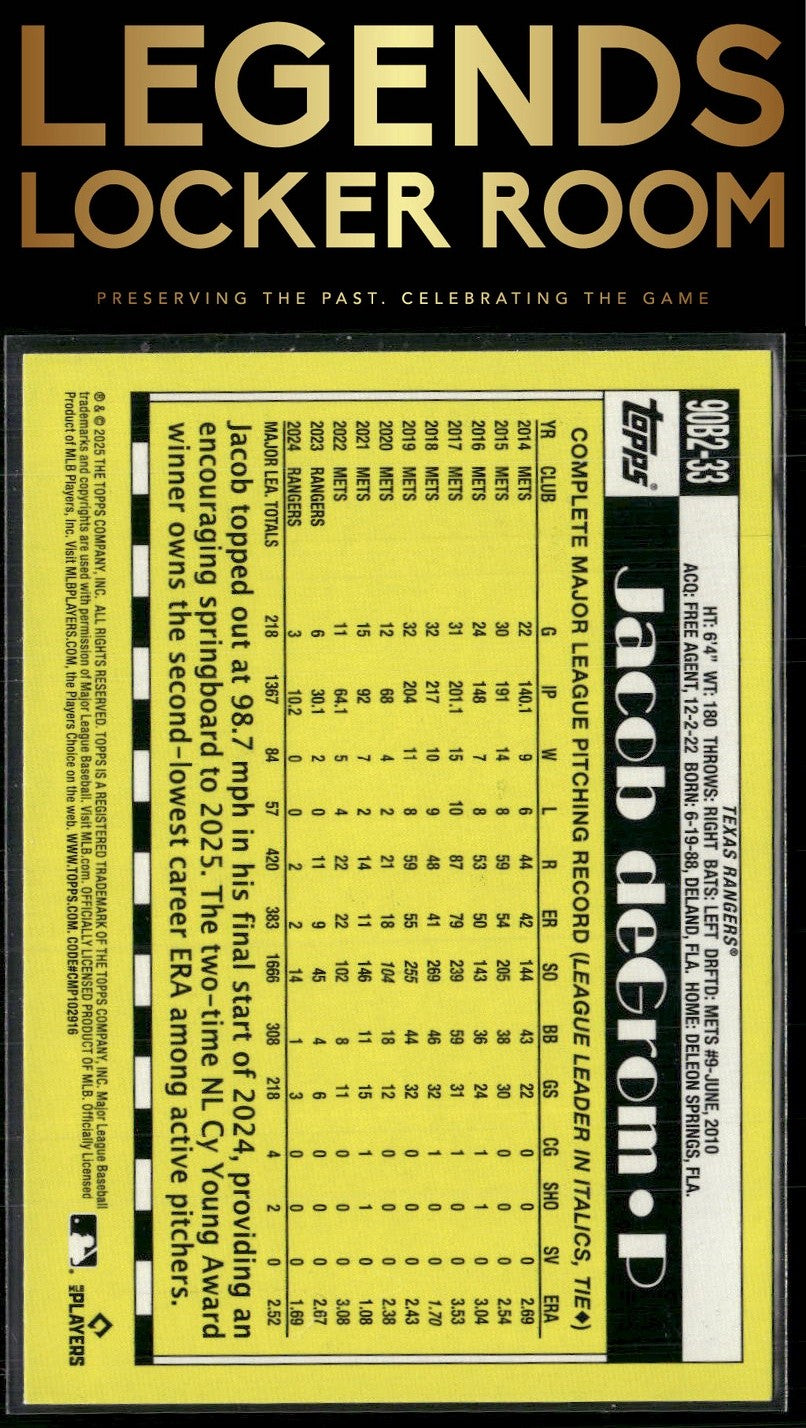 2025 Topps Jacob deGrom 1990 Topps Baseball 35th Anniversary