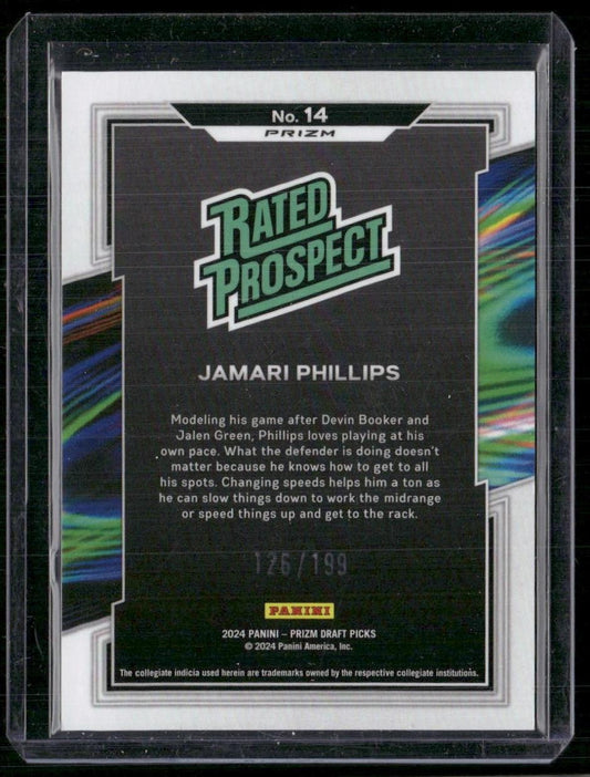 2024 Panini Prizm Draft Picks Jamari Phillips Rated Prospect Blue #/199