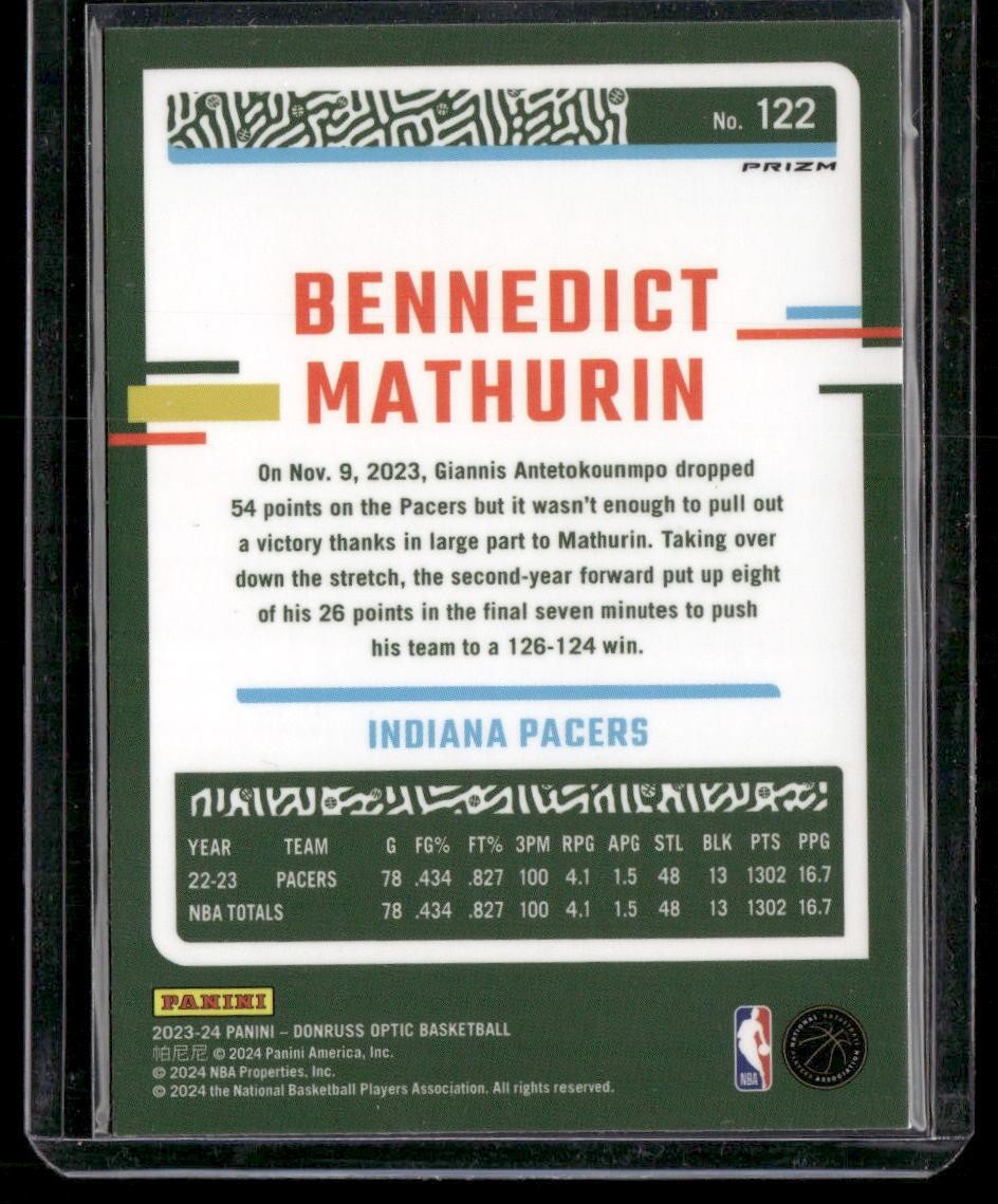 2023-24 Donruss Optic #122 Bennedict Mathurin Blue Velocity
