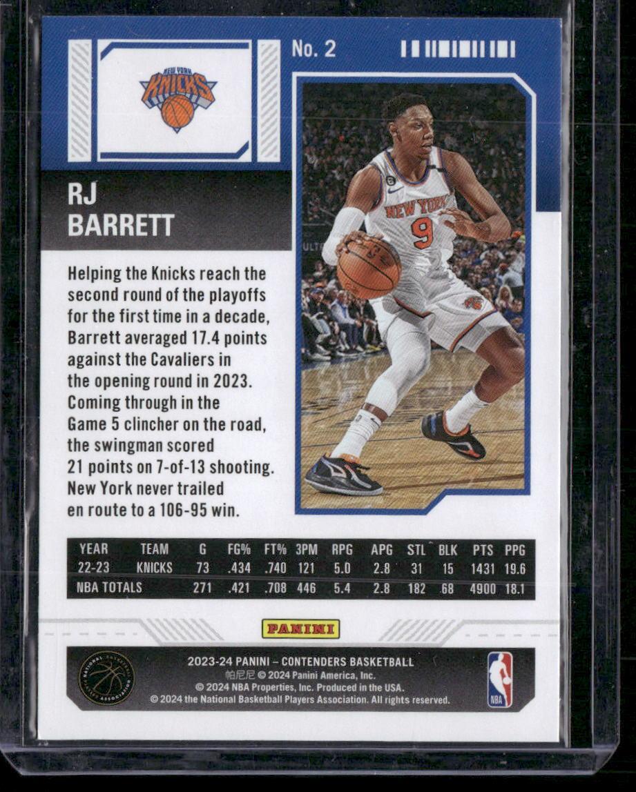 2023-24 Panini Contenders #2 RJ Barrett Season Ticket Retail