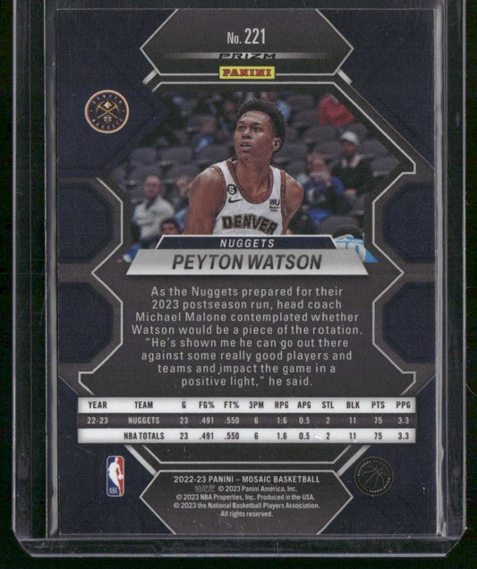 2022-23 Panini Mosaic #221 Peyton Watson Green