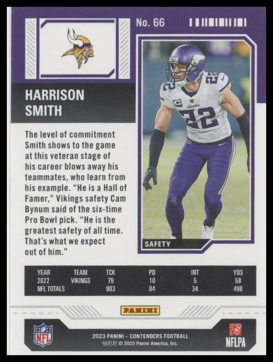2023 Panini Contenders #66 Harrison Smith Season Ticket Retail