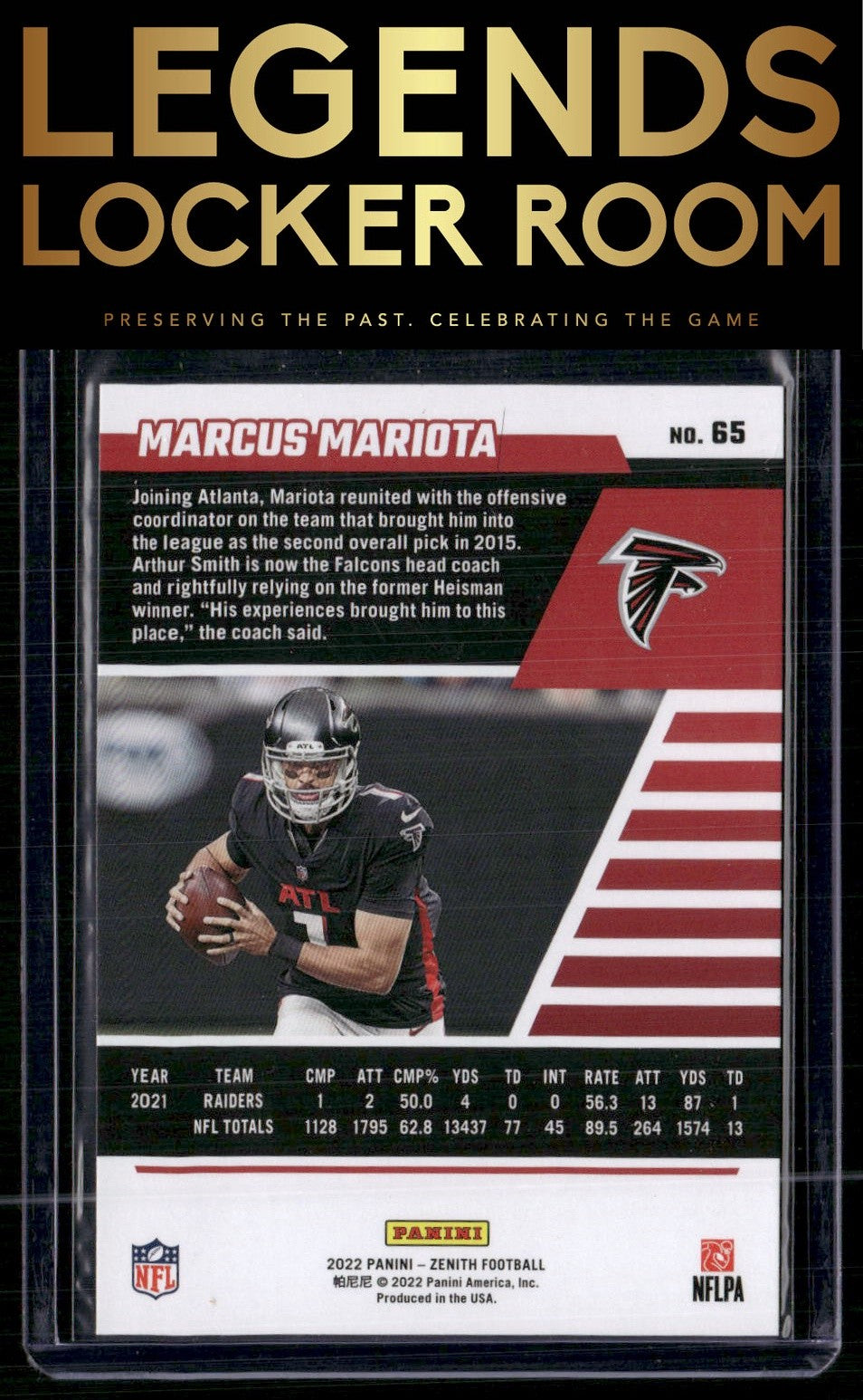 2022 Zenith #65 Marcus Mariota Red Zone