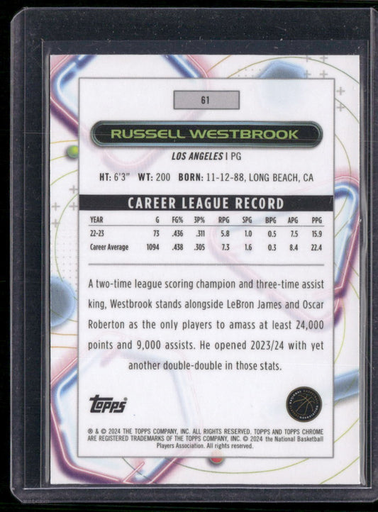 2023-24 Topps Chrome Cosmic #61 Russell Westbrook Aqua Equinox Refractors #/149