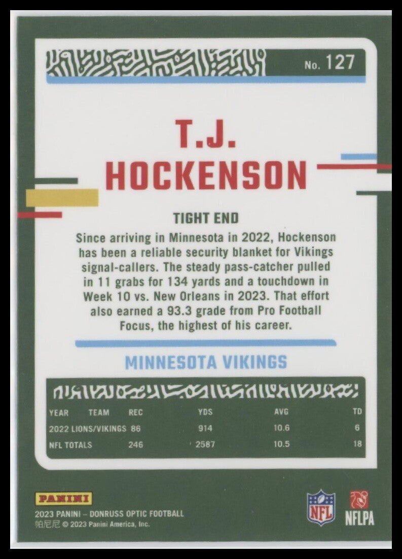 2023 Donruss Optic #127 T.J. Hockenson