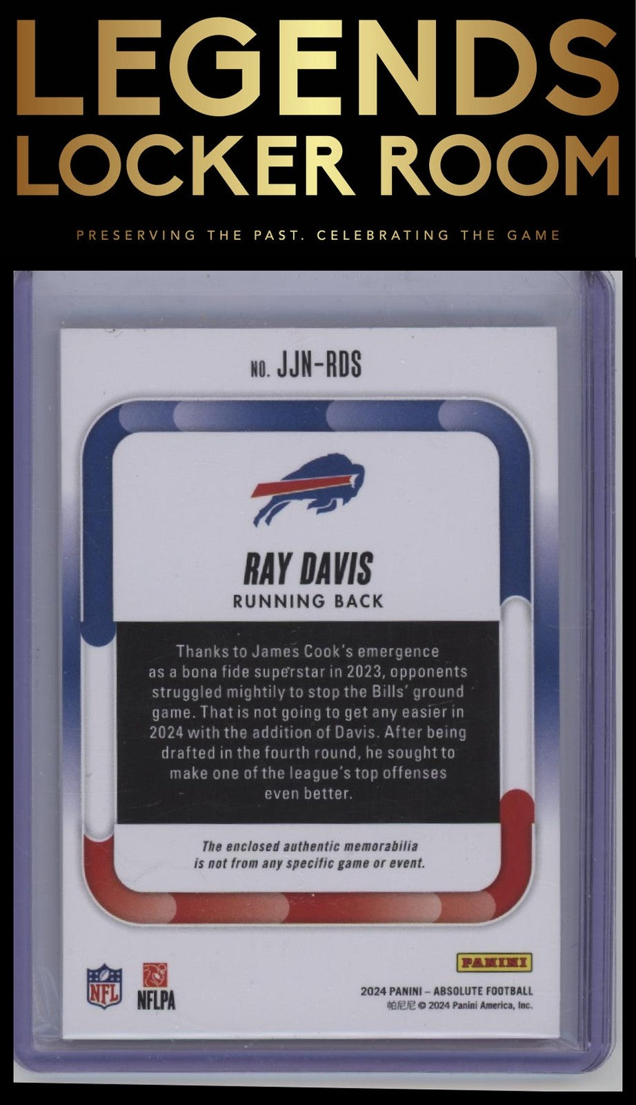 2024 Panini Absolute #JJN-RDS Ray Davis Jumbo Towels #/10