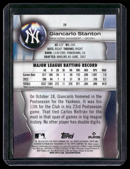 2023 Bowman Platinum #29 Giancarlo Stanton