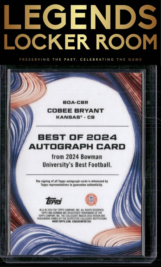 2024 Bowman University Best Cobee Bryant Best of 2024 Auto Orange Refractor /25