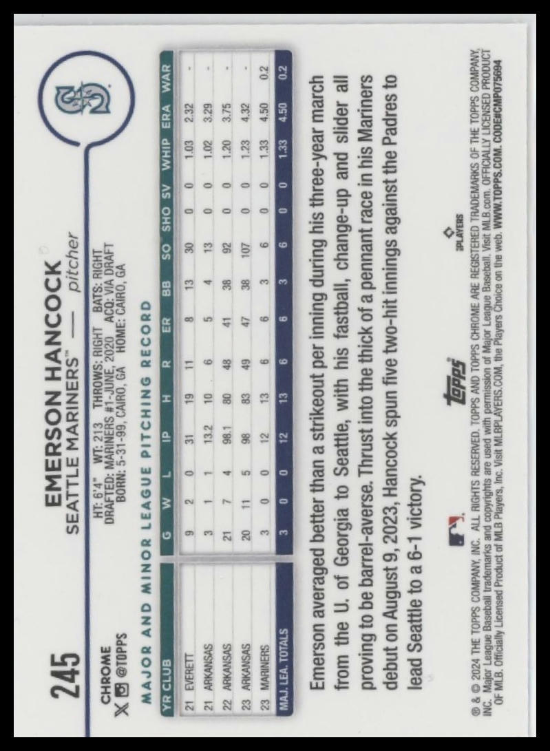 2024 Topps Chrome #245 Emerson Hancock