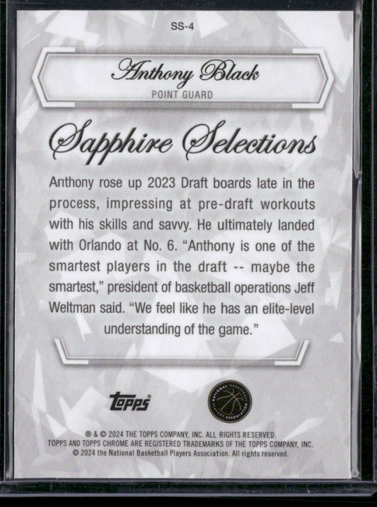 2024 Topps Chrome #SS-4 Anthony Black Sapphire Selections