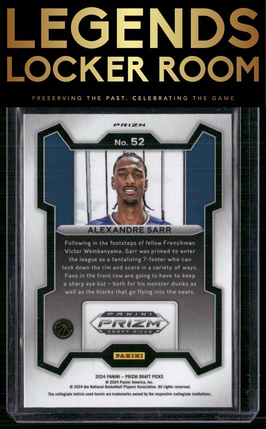 2024 Panini Prizm Draft Picks #52 Alexandre Sarr Prizms Silver