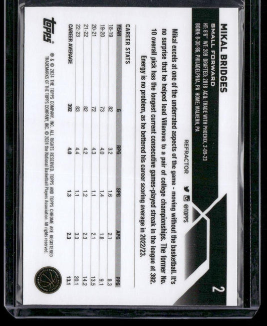 2023-24 Topps Chrome #2 Mikal Bridges Refractors