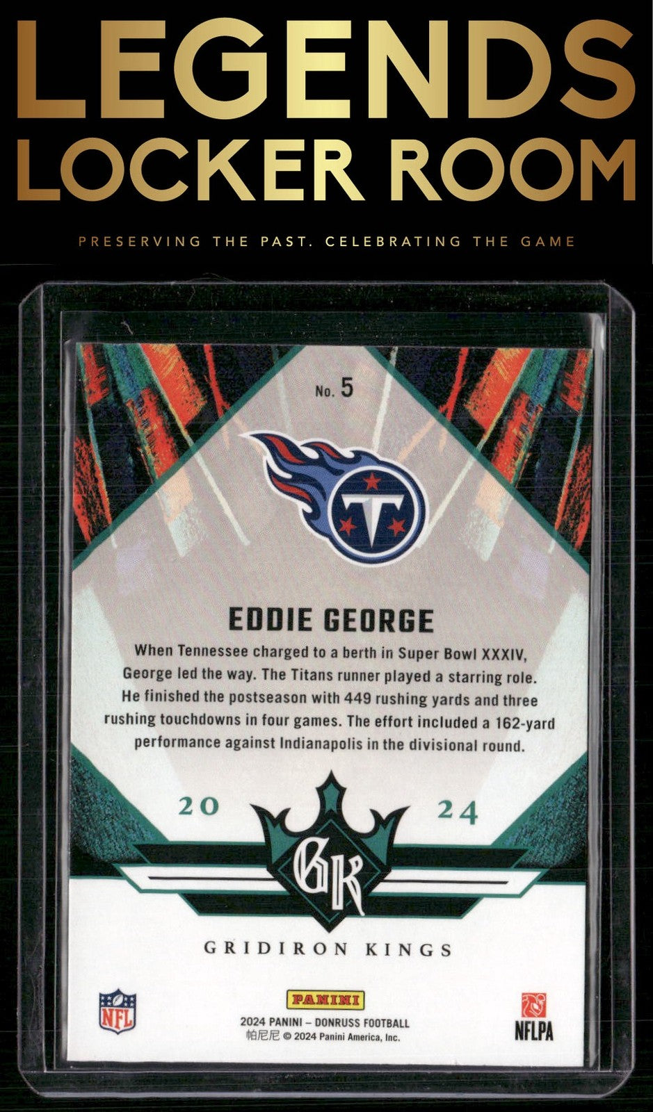 2024 Donruss #5 Eddie George All-Time Gridiron Kings
