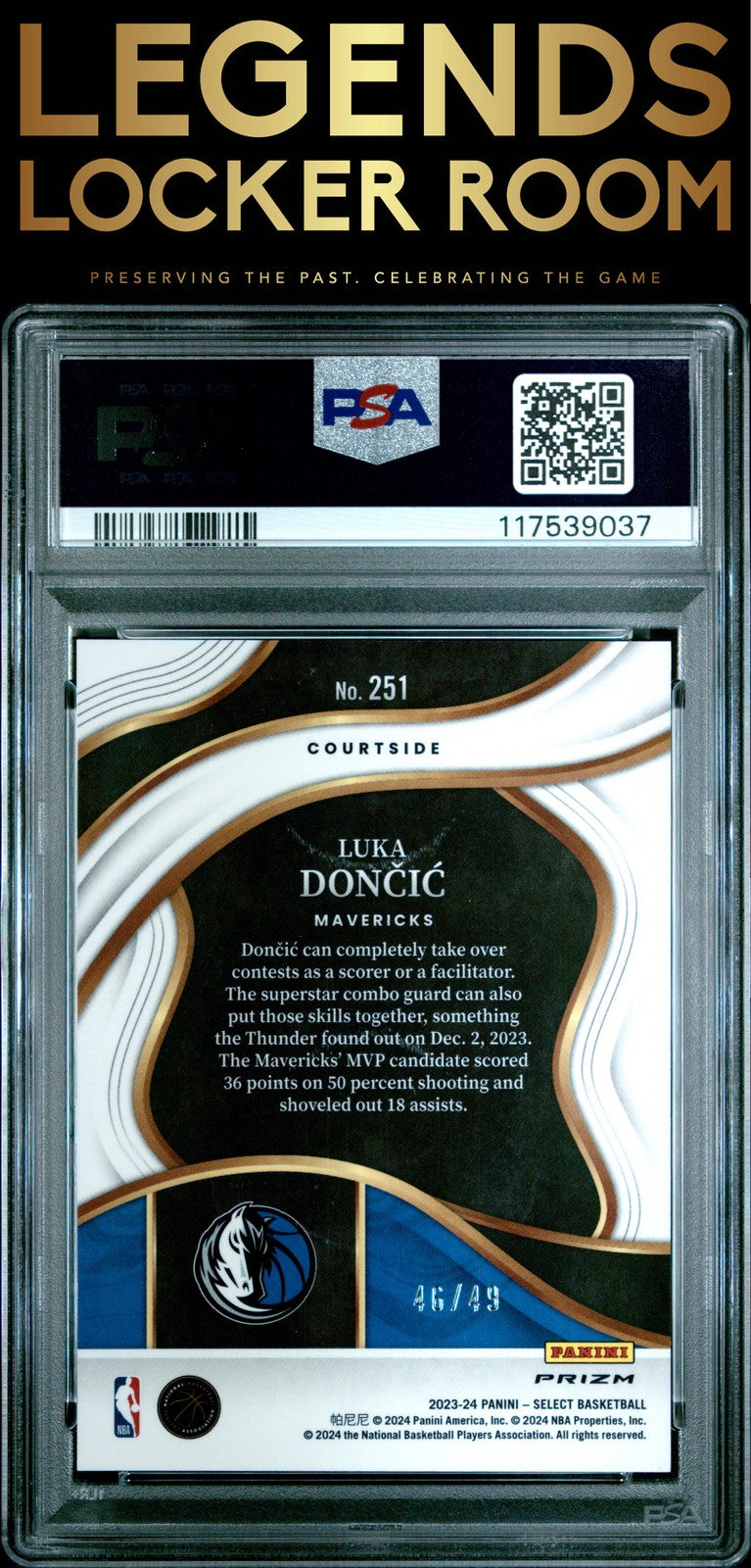 2023 Panini Select #251 Luka Doncic Red Disco PSA 8
