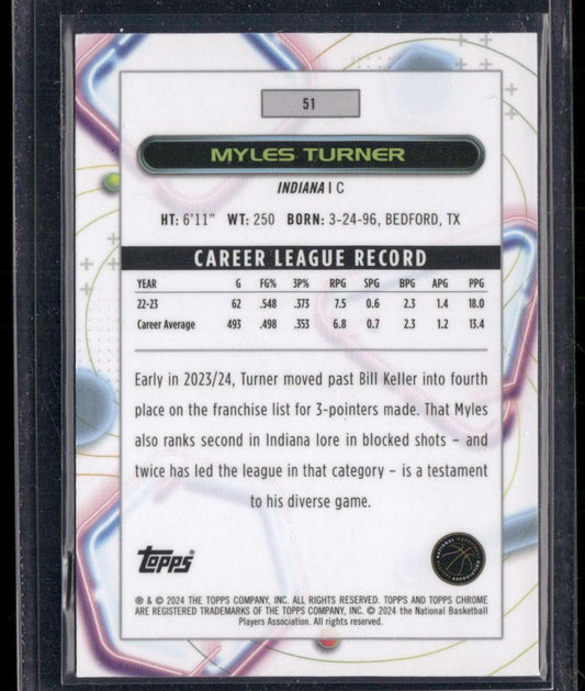 2023-24 Topps Chrome Cosmic #51 Myles Turner Pink Galaxy Refractors