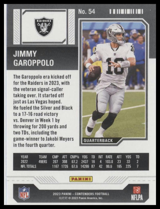 2023 Panini Contenders #54 Jimmy Garoppolo Season Ticket