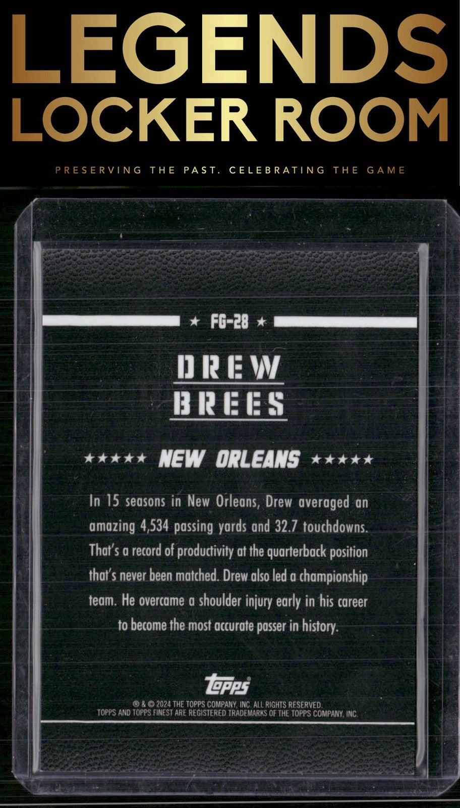 2024 Finest #FG-28 Drew Brees Field Generals Gold Refractor #/50