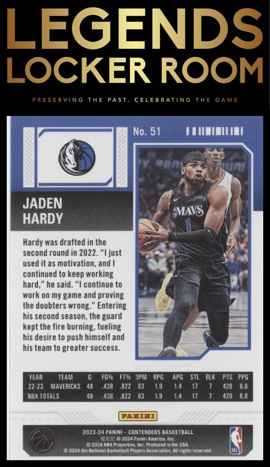2023-24 Panini Contenders #51 Jaden Hardy Season Ticket