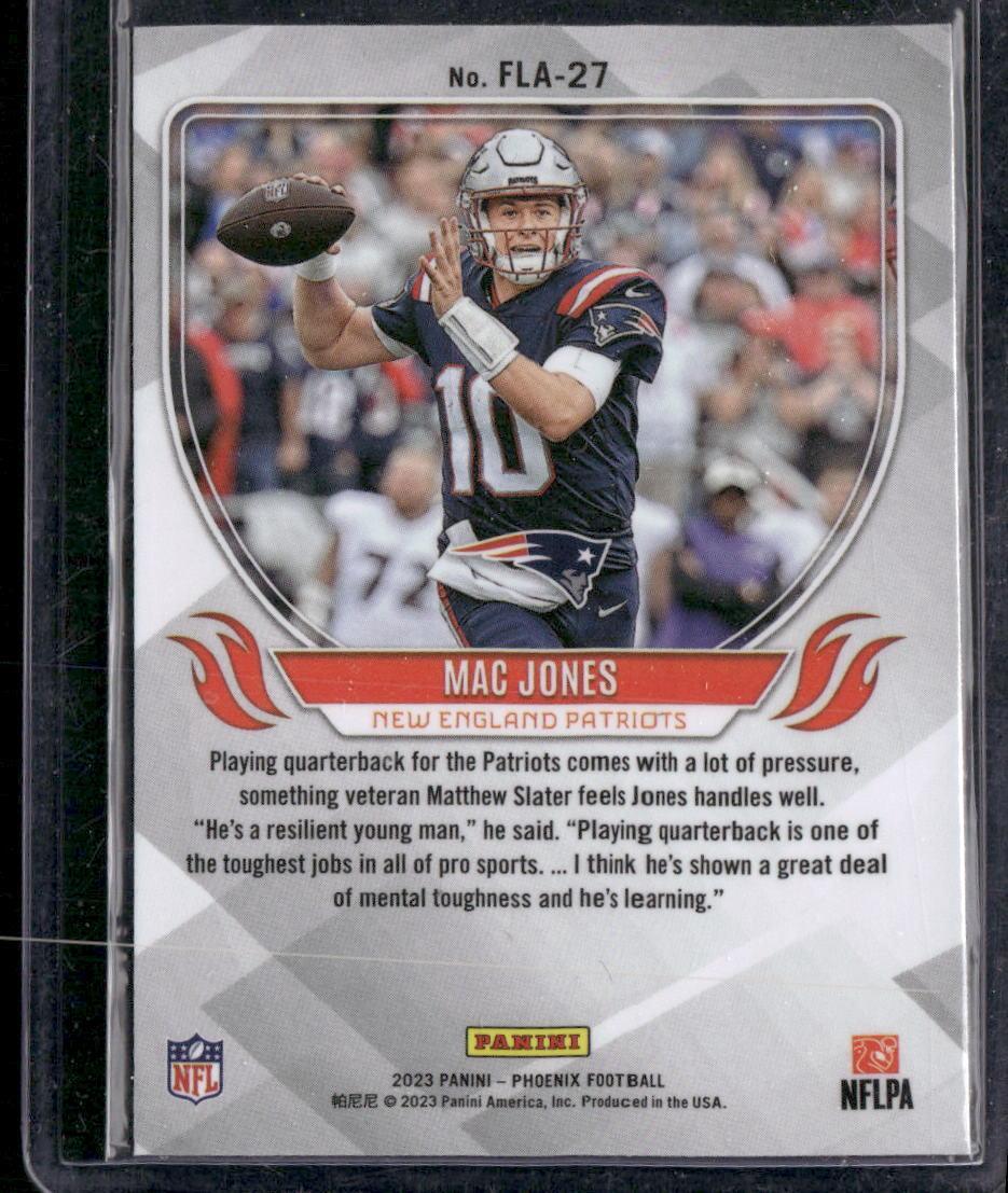 2023 Panini Phoenix #FLA-27 Mac Jones Flame Throwers Silver Seismic