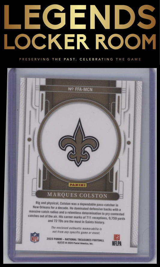 2023 Panini National Treasures #FFA-MCN Marques Colston Framed Fabric #/49