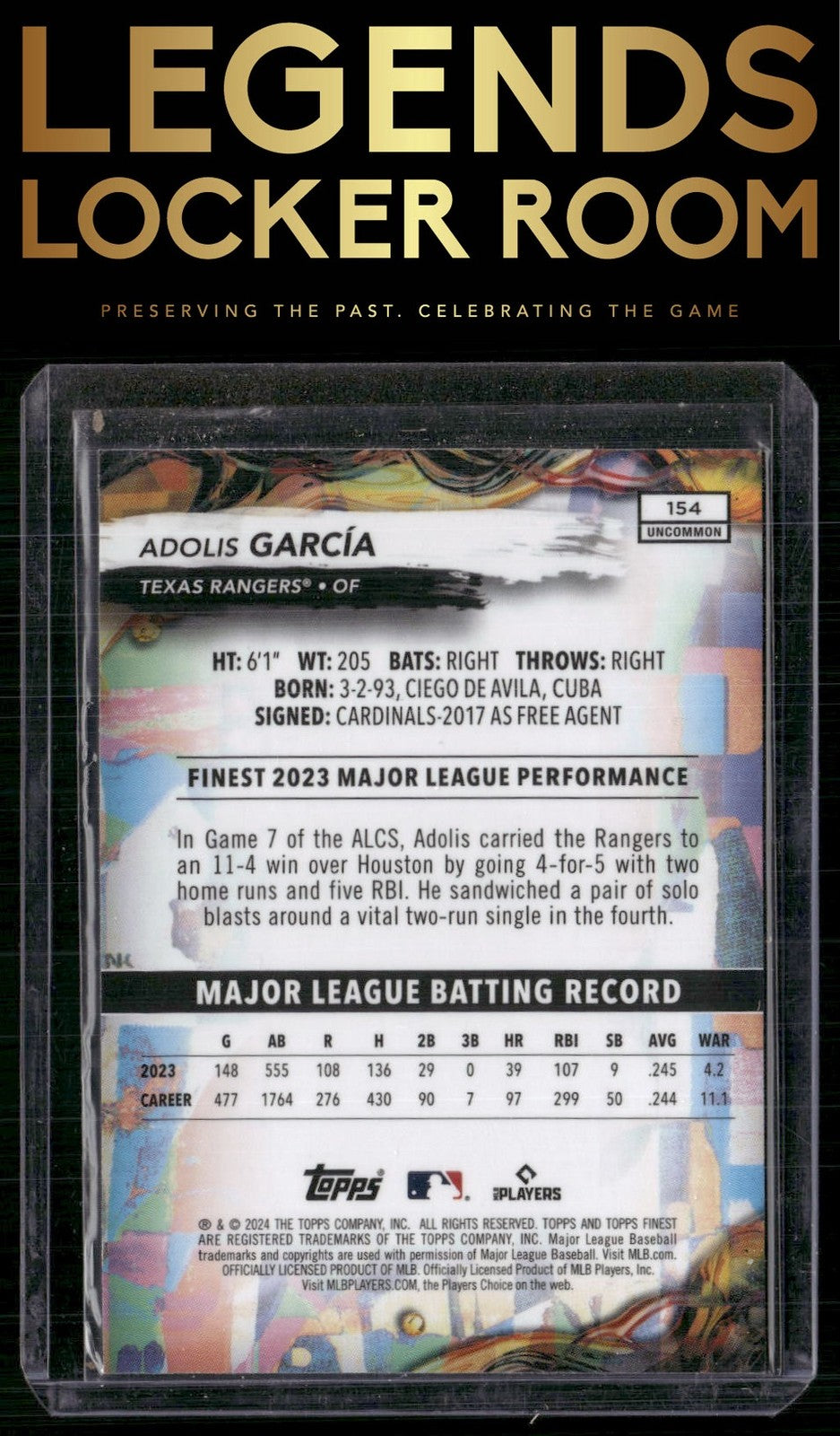 2024 Finest #154 Adolis García Checkerboard Refractors
