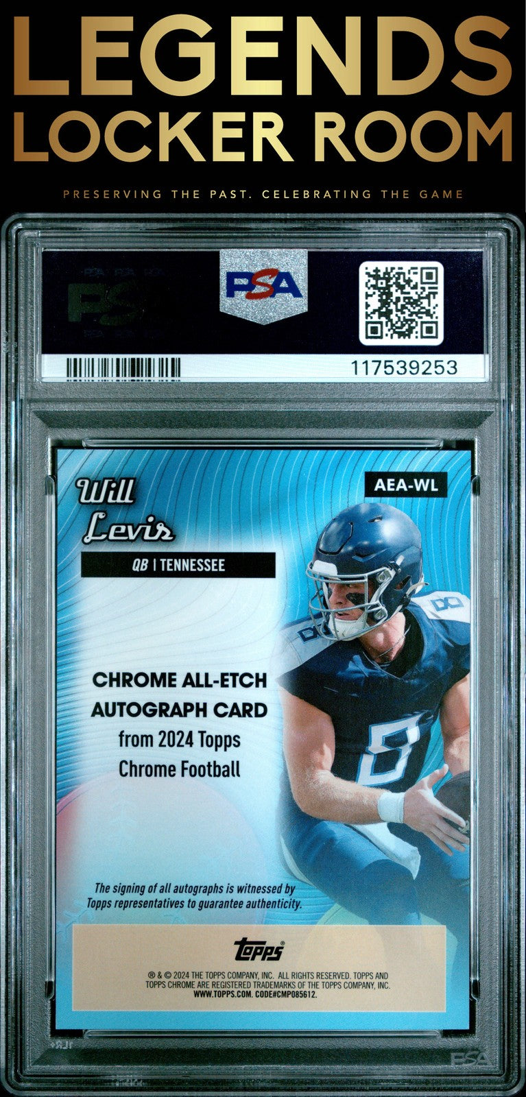 2024 Topps Chrome Chrome All-Etch Autographs Will Levis Orange /25 PSA 10