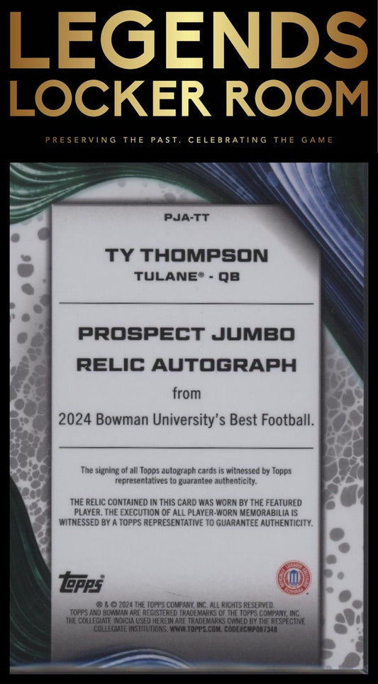 2024 Bowman University Best Ty Thompson Prospect Jumbo Relic Auto Honor Roll /99