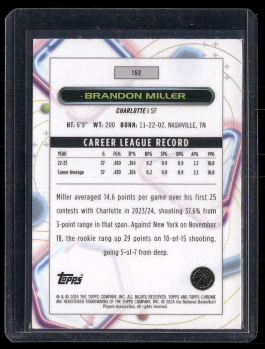 2023-24 Topps Chrome Cosmic #152 Brandon Miller