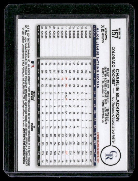 2024 Topps Chrome #157 Charlie Blackmon Refractors