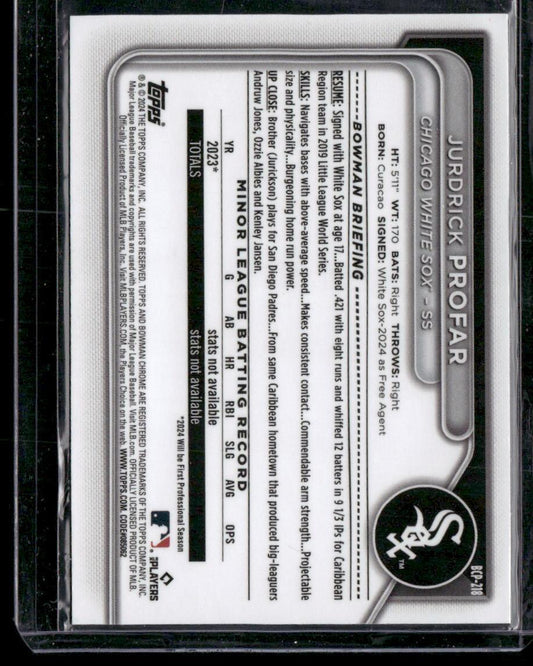 2024 Bowman Chrome #BCP-218 Jurdrick Profar Prospects