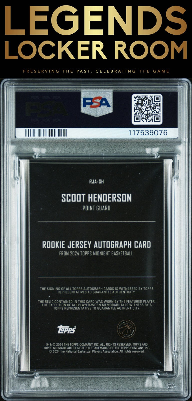 2023 Topps Midnight Rookie Jersey Autographs Scoot Henderson PSA 9