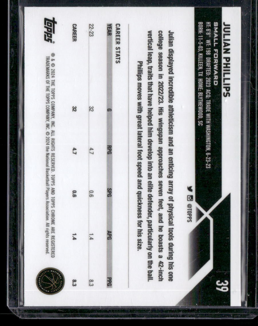 2023-24 Topps Chrome Sapphire #39 Julian Phillips