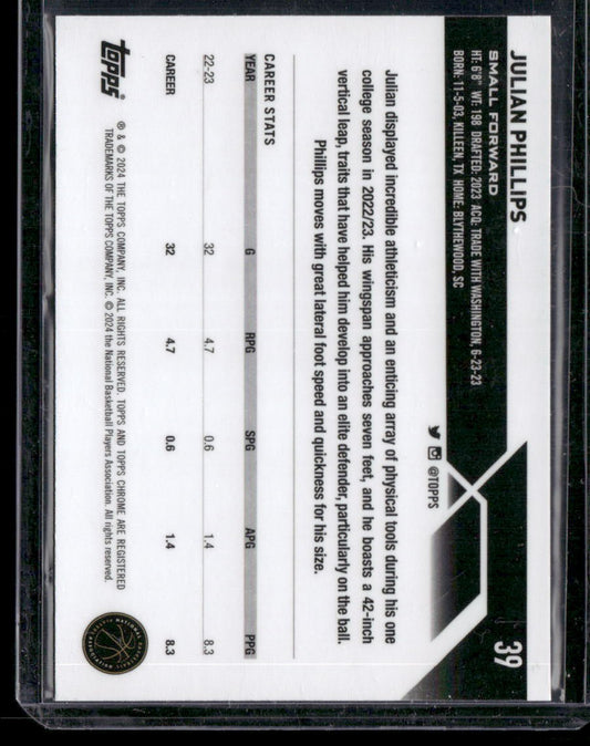 2023-24 Topps Chrome Sapphire #39 Julian Phillips