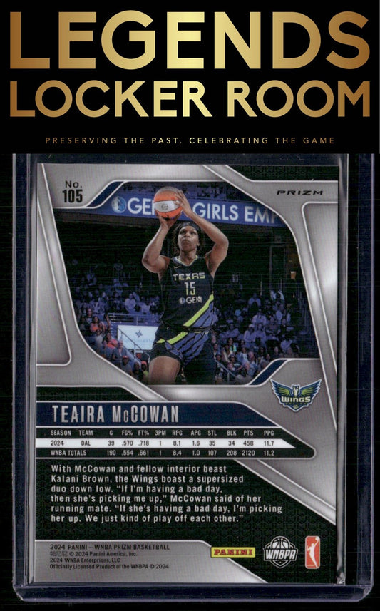 2024 Panini Prizm WNBA #105 Teaira McCowan Silver Prizms