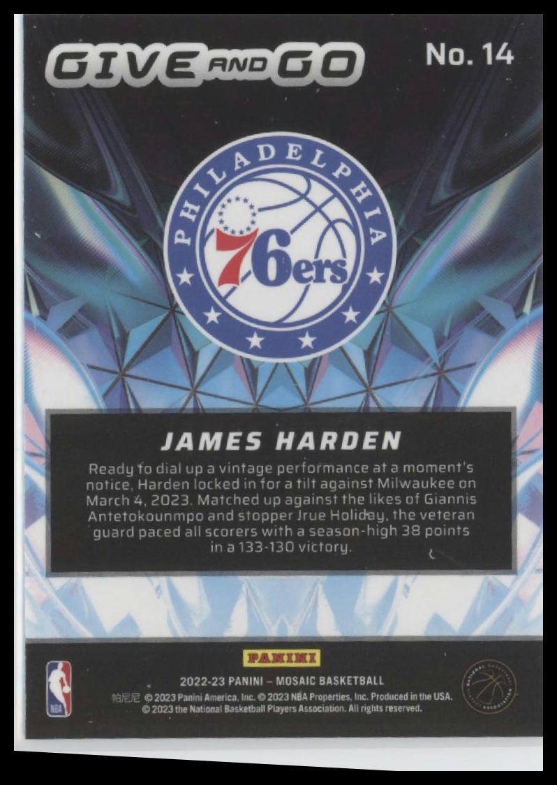 2022-23 Panini Mosaic #14 James Harden Give and Go
