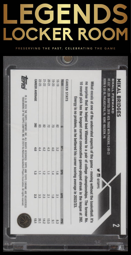 2023-24 Topps Chrome #2 Mikal Bridges Speckle Refractors #/299