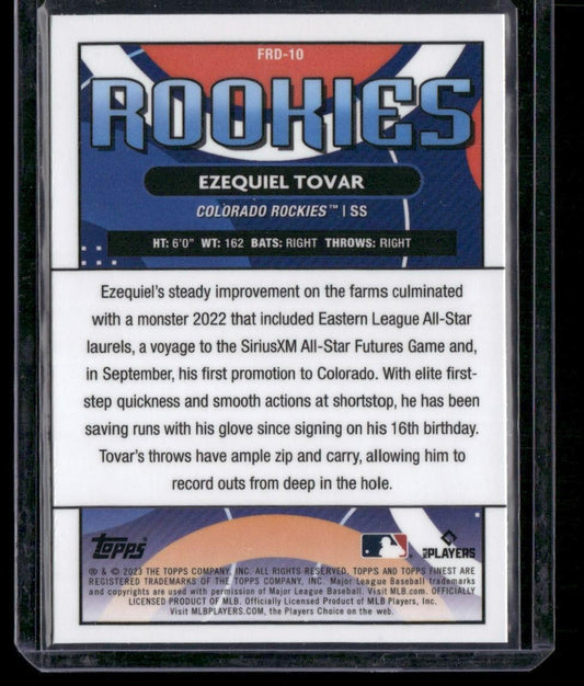 2023 Finest #FRD-10 Ezequiel Tovar Finest Rookies Design Variation