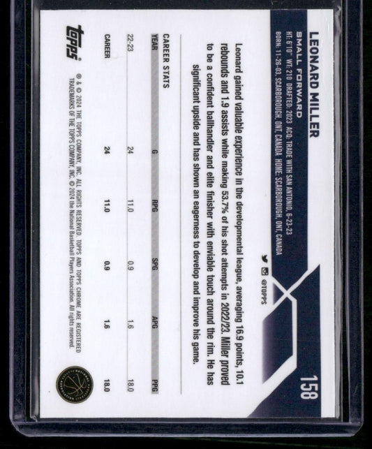 2023-24 Topps Chrome #158 Leonard Miller