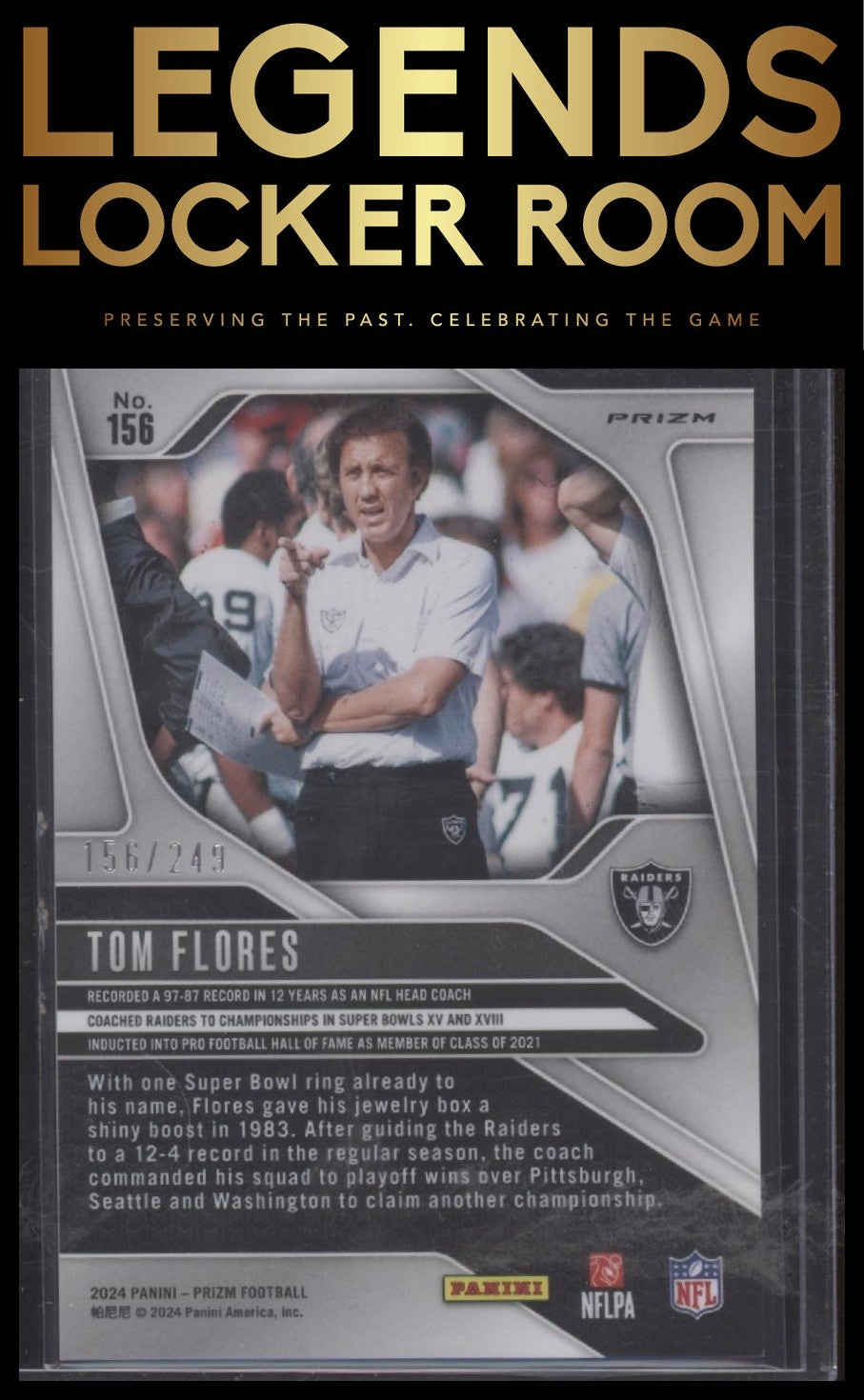 2024 Panini Prizm #156 Tom Flores Orange #/249