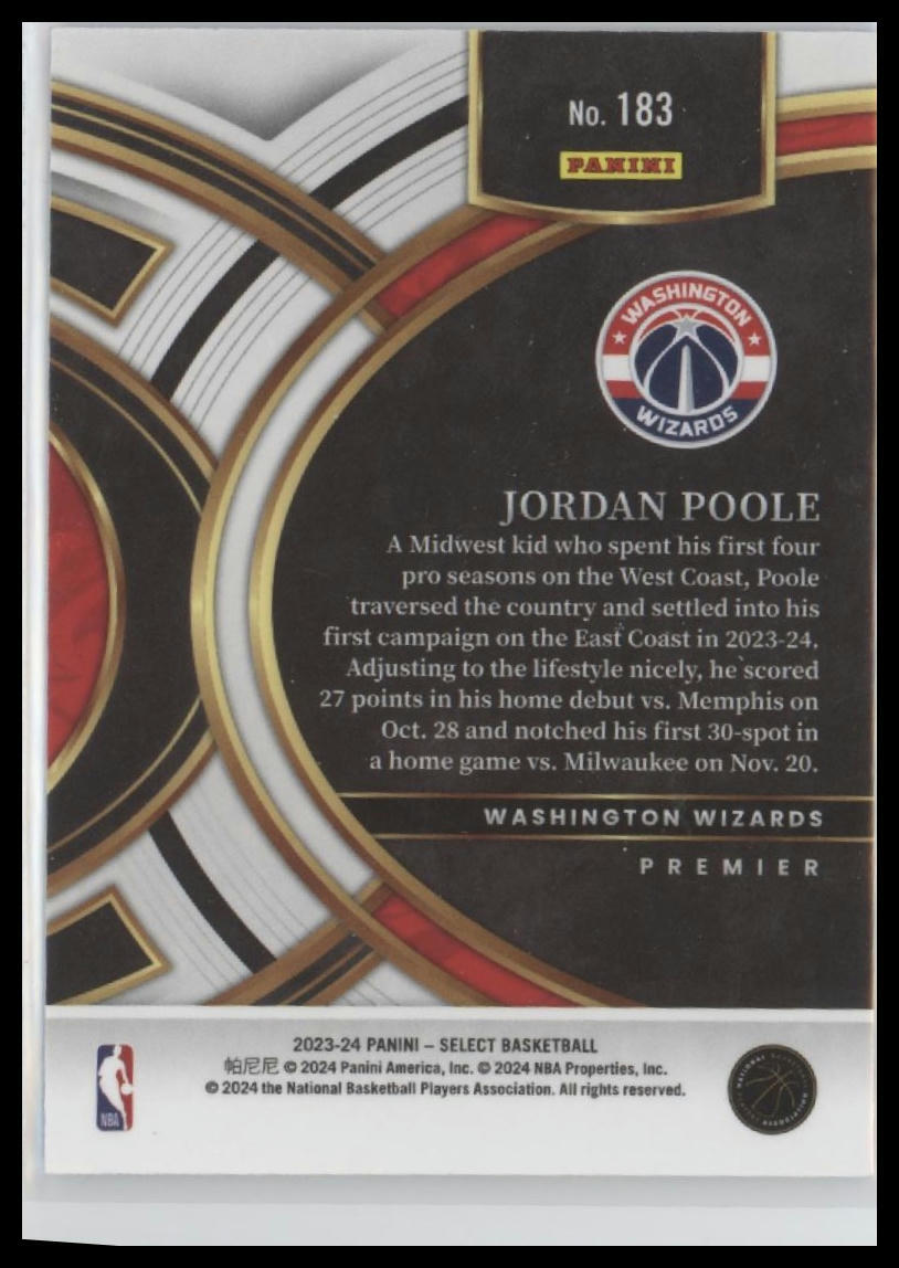 2023-24 Panini Select #183 Jordan Poole Blue (Retail Base)
