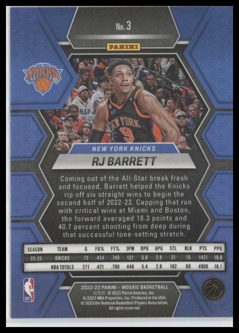 2022-23 Panini Mosaic #3 RJ Barrett